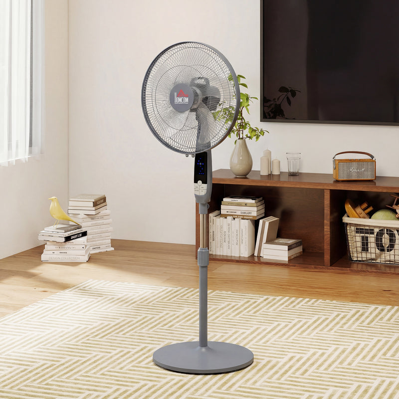 Pedestal Fan with Remote Control and Adjustable Height for Home or Office Grey AOSOM