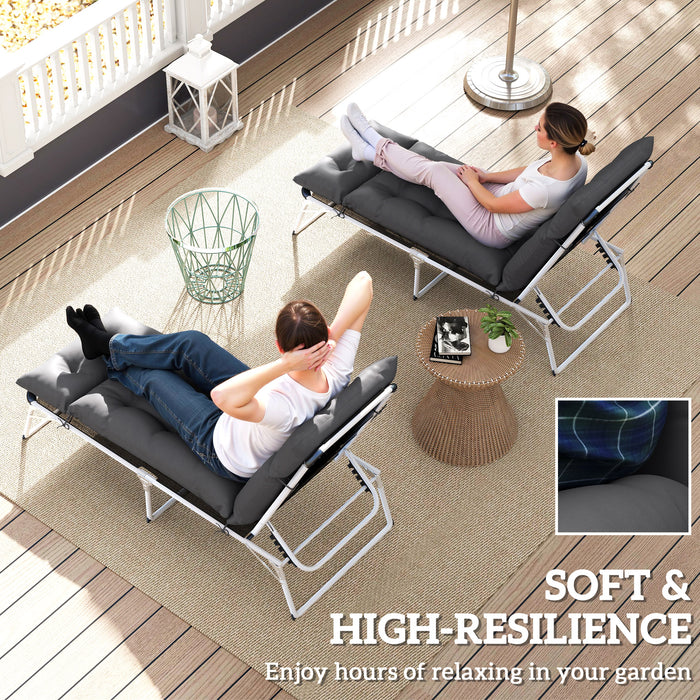 Dark Grey Sun Lounger Cushions Set of 2 190x56x10cm Thick UPF20+ Fabric by Outsunny