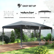 Grey 6 x 3m Pop Up Gazebo with Steel Frame Waterproof Canopy by Outsunny