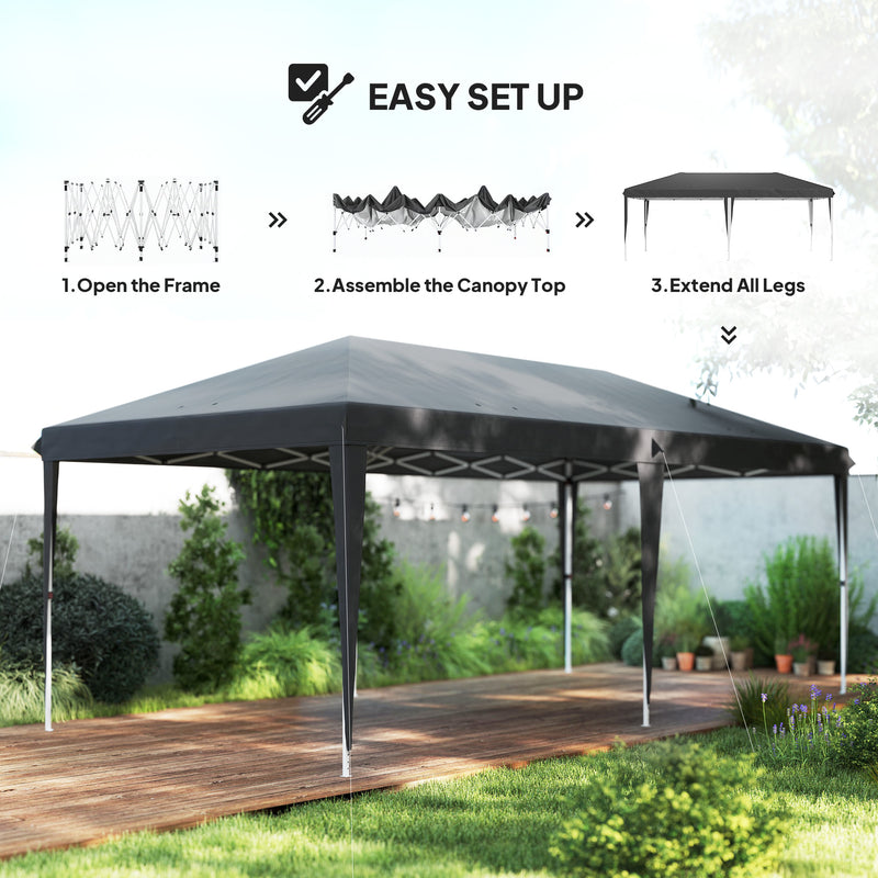 Grey 6 x 3m Pop Up Gazebo with Steel Frame Waterproof Canopy by Outsunny