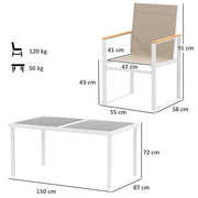 5 Piece Garden Furniture Set With Armchairs and Tempered Glass Table for Patio and Balcony by Outsunny