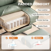 Ergonomic Office Chair with Reclining Footrest for All Day Comfort and Pet Friendly Faux Leather Green Homcom