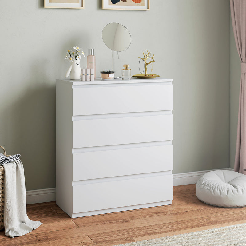 4 Drawer Bedroom Dresser for Organised Clothes Storage with Flat Top White