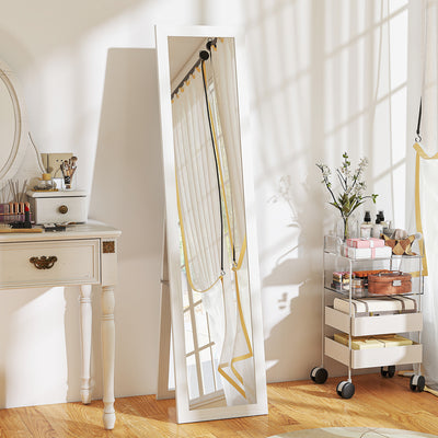 Full Length Wall Mirror 37 x 157 cm With Slim Frame For Bedroom Or Hallway White AOSOM