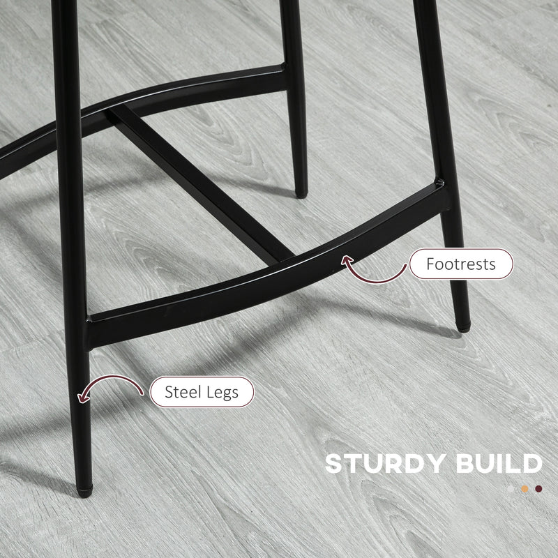 Set of 2 Industrial Bar Stools with Curved Seat for Kitchen or Dining Room Grey