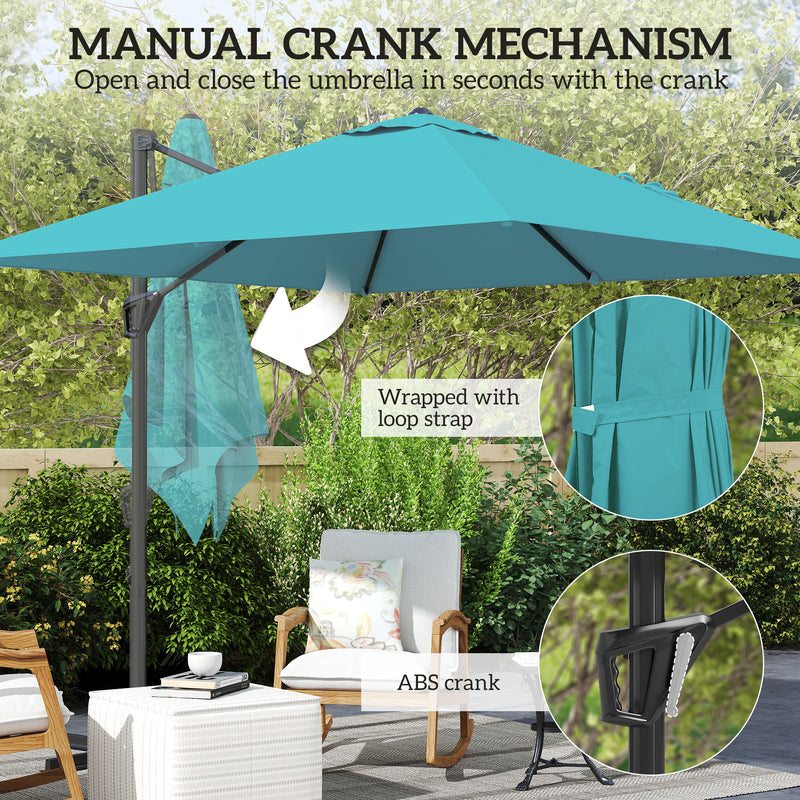 Cantilever Garden Parasol With Adjustable Tilt For Outdoor Shade Protection Outsunny