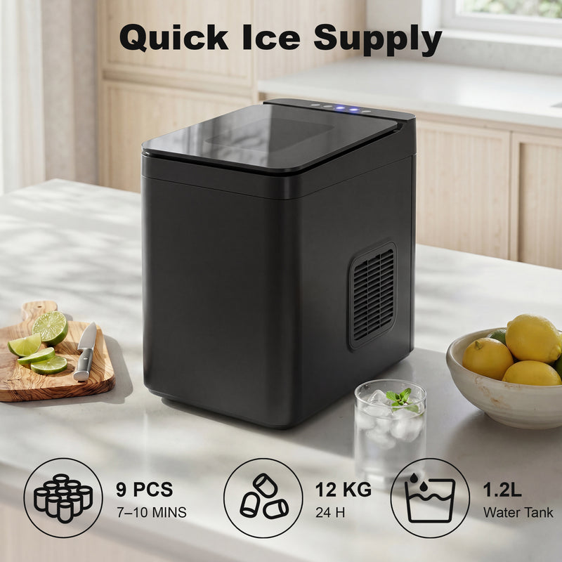 Ice Maker for Quick Chilled Drinks with 2 Ice Sizes and Touchscreen Control Black Homcom