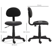 Compact Armless Office Chair with Swivel Base Ideal for Home or Study Desk, Black