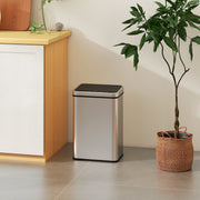 Sensor Kitchen Bin 40L Touch Free Motion Sensor Waste Disposal with Soft Close Lid Silver Homcom