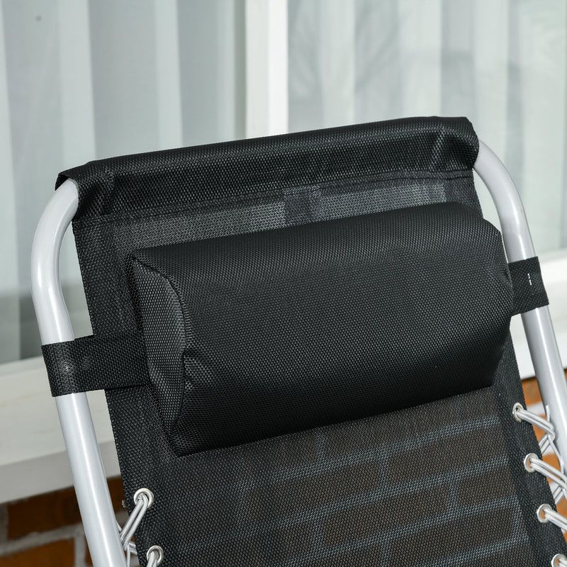 Set of 2 Reclining Zero Gravity Sun Loungers with Cushions Blue by Outsunny