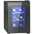 Six Bottle Countertop Wine Fridge 8-18℉ Temperature Control Black by HOMCOM
