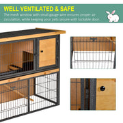 Elevated Outdoor Guinea Pig Hutch With Ramp And Shelter For Small Pets, Grey