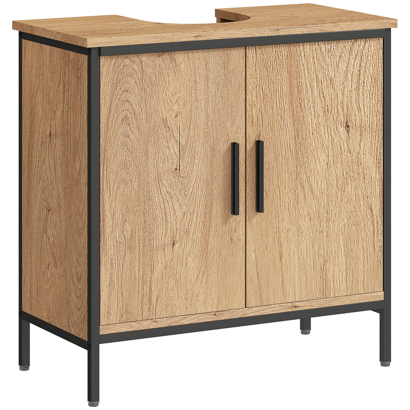 Under Sink Bathroom Cabinet with Adjustable Shelf for Tidy Storage Oak