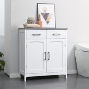 Freestanding Bathroom Storage Cabinet with Adjustable Shelf and Drawers White