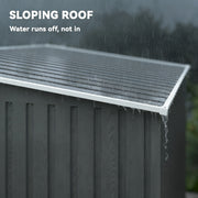 Metal Garden Shed with Shelves and Sliding Door for Secure Outdoor Storage Light Grey Wood Effect Outsunny