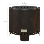 Black Metal Smokeless Wood Fire Pit for Garden Heating and Outdoor Evenings AOSOM