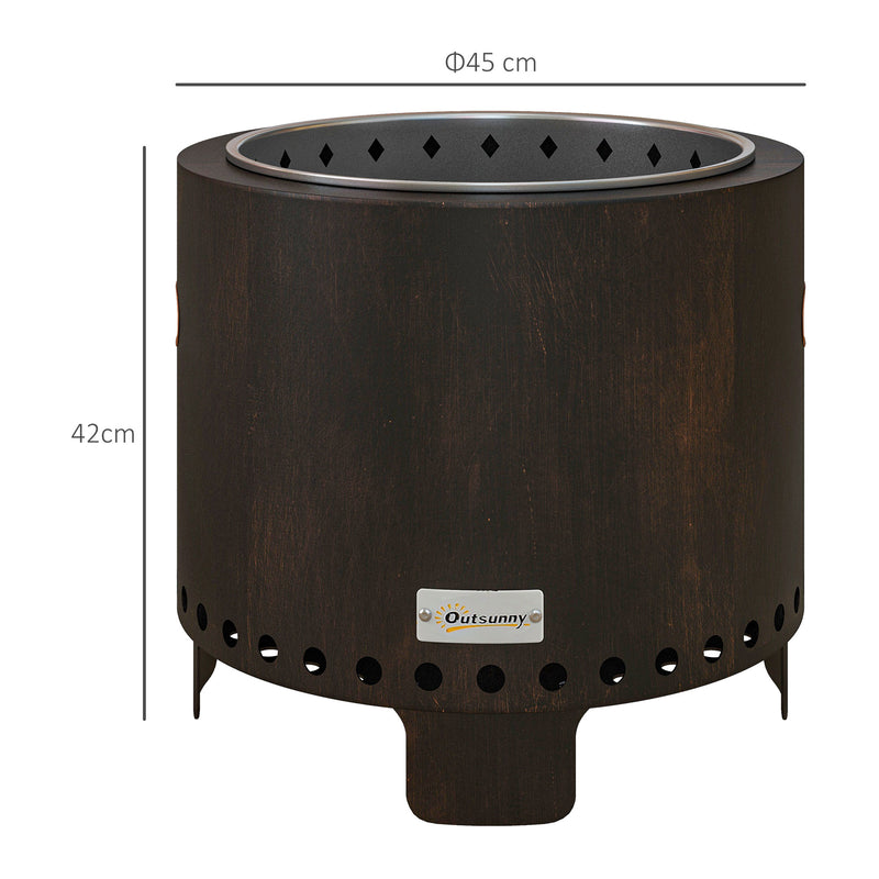 Black Metal Smokeless Wood Fire Pit for Garden Heating and Outdoor Evenings AOSOM