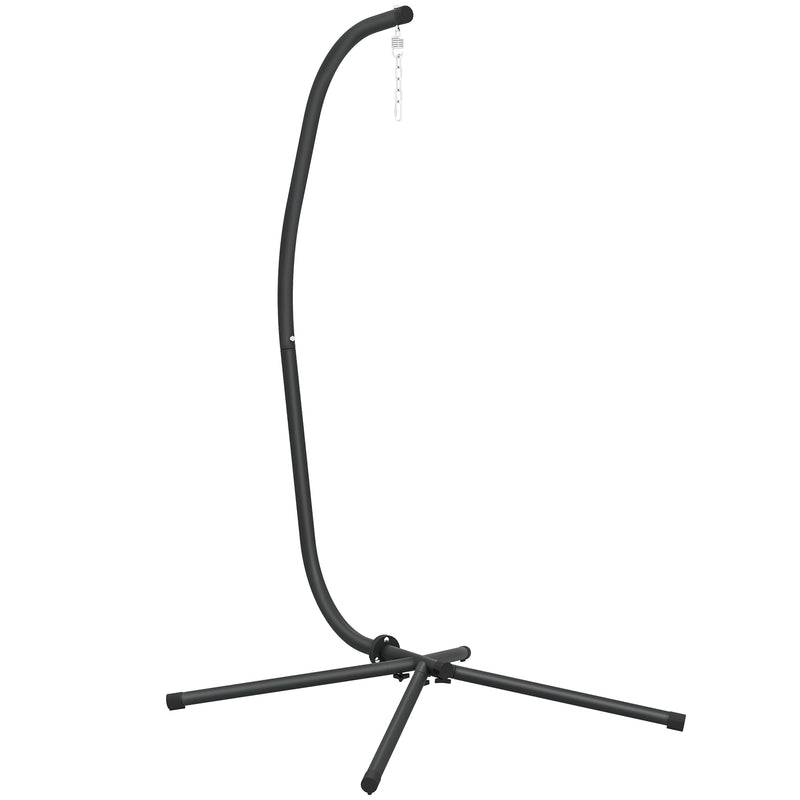 Hammock Chair Stand for Indoor or Garden Use Adjustable Steel Frame Black AOSOM