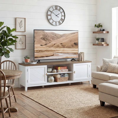 TV Stand with Cabinets and Cable Management for Organised Living Room Storage White Brown Homcom