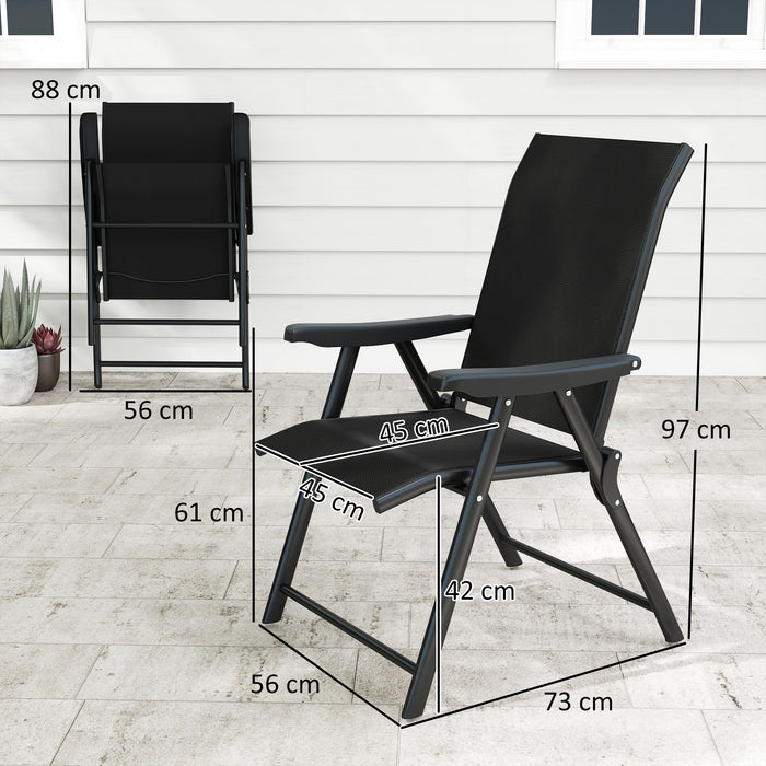 Set of Four Black Folding Outdoor Chairs Lightweight and Portable by Outsunny