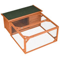 Raised Wooden Guinea Pig Hutch With Run for Small Pets Weatherproof Design, Grey