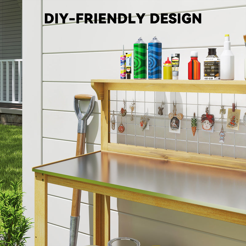 Outdoor Potting Bench with Aluminium Worktop and Shelves for Organised Gardening