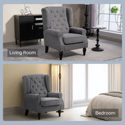 Retro Wingback Armchair with Soft Teddy Fleece Upholstery for Living Room Comfort Grey