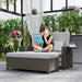 Light Grey Rattan Day Bed with Footstool Stylish Garden Lounger by Outsunny