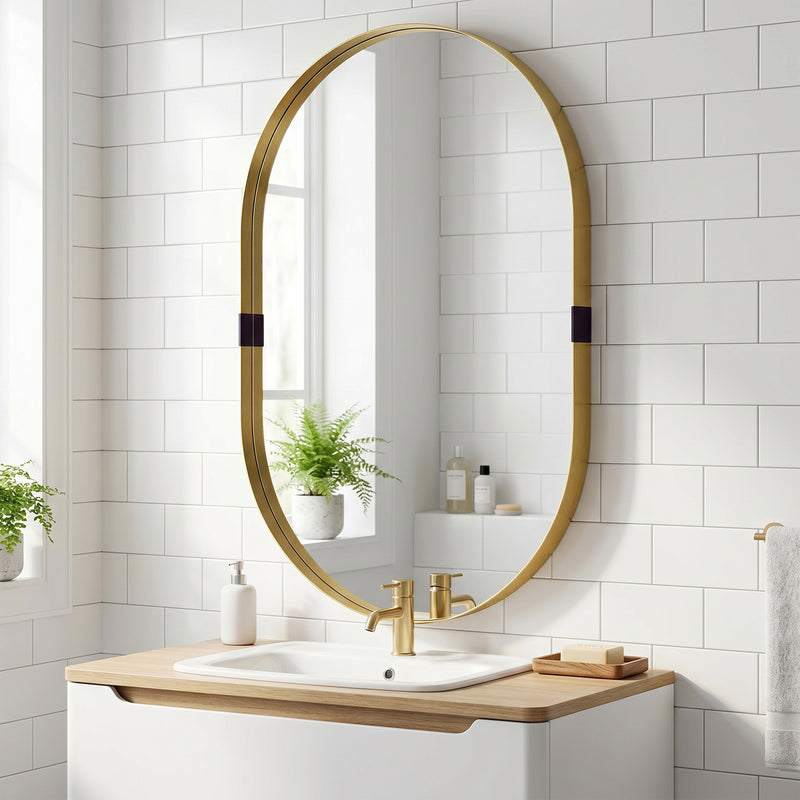 Wall Mirror with Deep Frame for Brightening Hallways or Living Rooms Gold Homcom