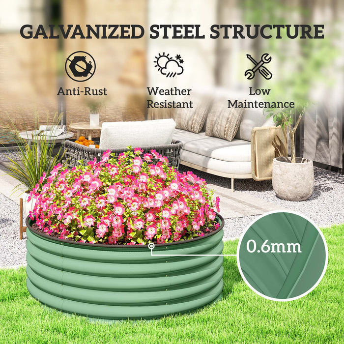 Light Green Galvanised Raised Garden Bed with Safety Edging and Gloves 120x120x43cm by Outsunny