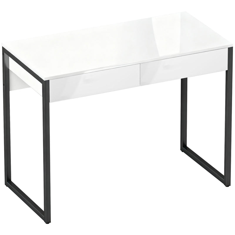 Compact Desk with Drawers for Small Home Office or Study White