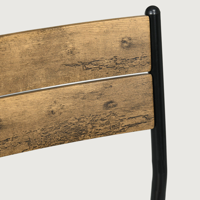 Three Piece Compact Dining Set with Table and Two Chairs in Rustic Brown