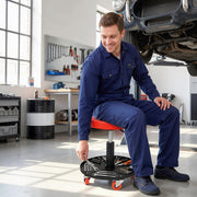 Garage Stool With Tool Tray and Adjustable Height for Organised DIY Projects Orange Homcom