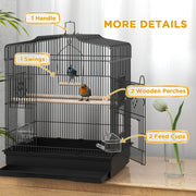 Large Metal Bird Cage with Perches Food Bowls and Swing for Budgies and Parakeets Black by PawHut