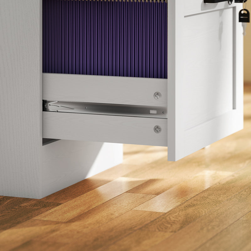 White 2 Drawer Lockable Filing Cabinet for Home Office Storage and Organisation Homcom