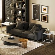 White Nest of 2 Coffee Tables with Tempered Glass Tops for Living Room or Bedroom