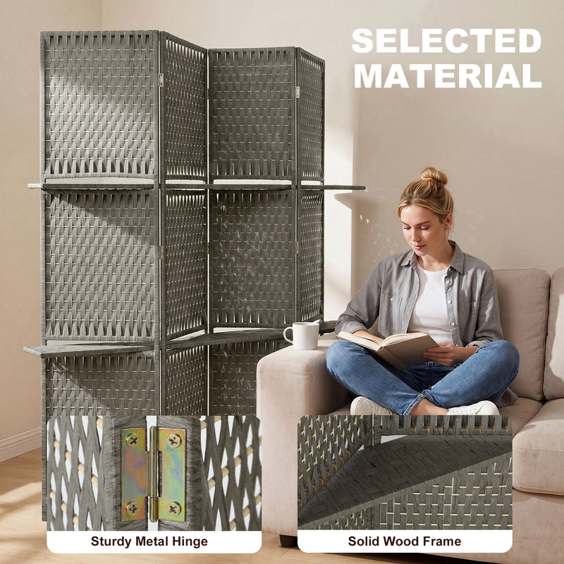 Room Divider with Shelves for Privacy and Storage in Small Spaces Grey