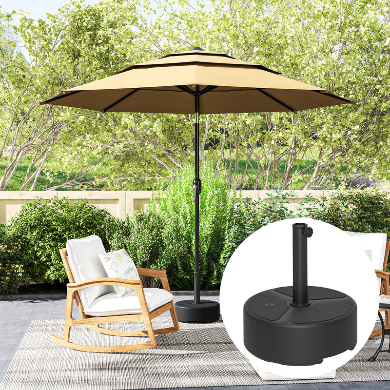Round Garden Parasol Base Heavy Duty Umbrella Stand Holds Up to 20kg Black by Outsunny