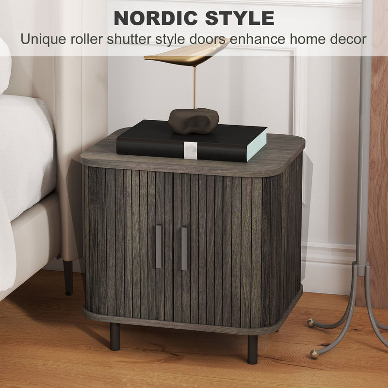Bedside Table Sliding Door Grey - detail