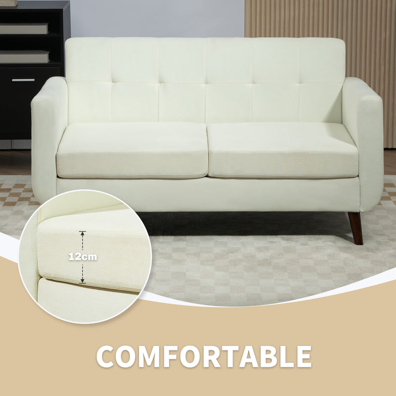Cream Two Seater Linen Look Sofa Comfortable and Stylish Seating by HOMCOM