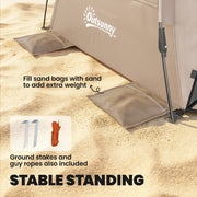 Pop Up Beach Tent for Quick Sun Shelter with Mesh Windows and Carry Bag Brown Outsunny