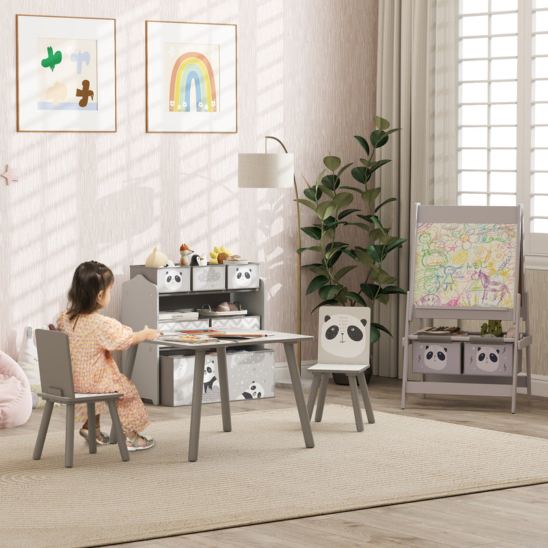 Childrens Activity Table Chair Set With Storage and Easel For Ages 3 to 8 Grey