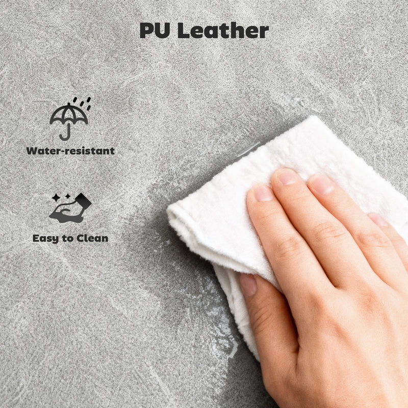 Set of 2 PU Leather Bar Stools with Backrest and Footrest for Kitchen or Breakfast Bar Grey