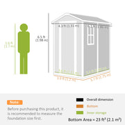 Grey 4 x 6ft Plastic Garden Shed With Floor, Window, Lockable Door, and Vents by Outsunny