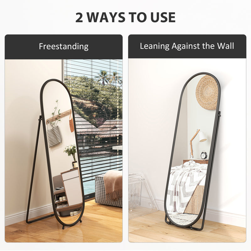 Black Two-Way Curved Full Length Mirror for Home or Dressing Room by HOMCOM