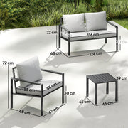 5 Piece Garden Sofa Set With Cushioned Chairs and Coffee Tables for Patio Light Grey