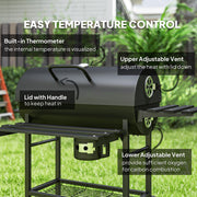 Portable Charcoal BBQ Grill with Warming Rack and Side Shelf for Outdoor Cooking by Outsunny
