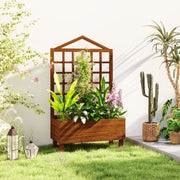 Brown Wooden Garden Planter with Trellis for Climbing Plants 90x43x150cm by Outsunny