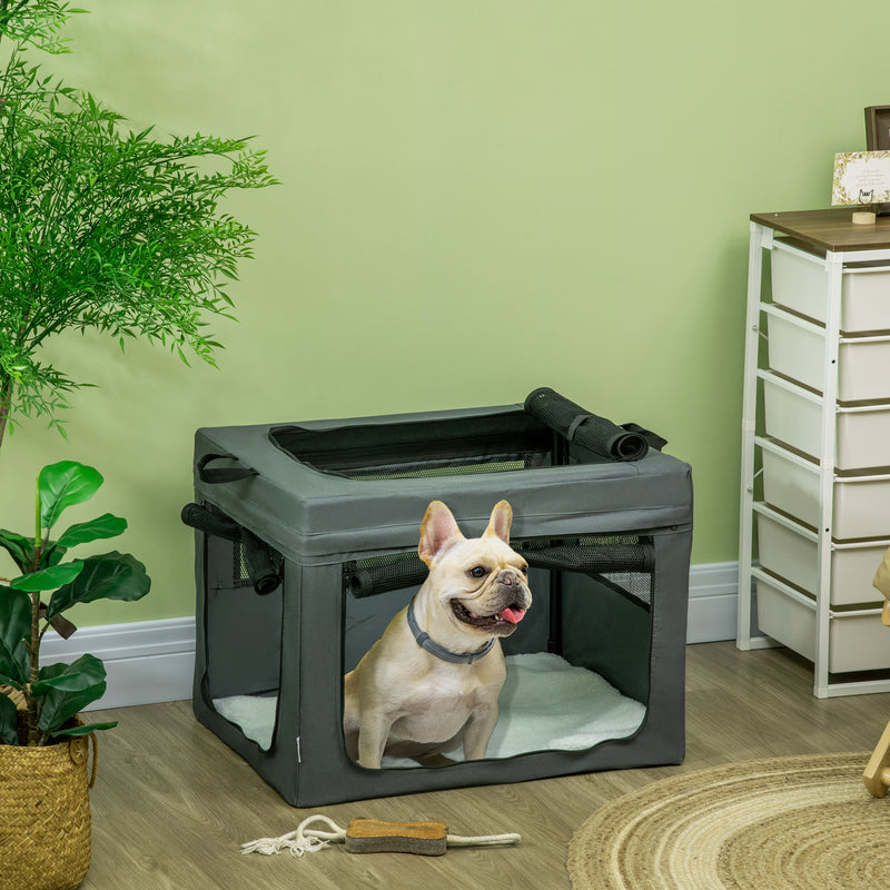 69cm Soft Pet Travel Carrier With Cushion For Small Dogs and Puppies, Grey