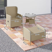 Five Piece Reclining Rattan Garden Chair Set in Light Grey with Cushions by Outsunny